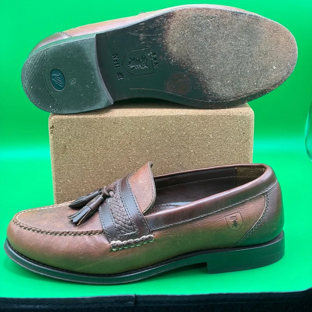 VTG 90s Neil M Kiltie Tassel Loafers Mens 10 Brown Leather USA Made Dress Shoes